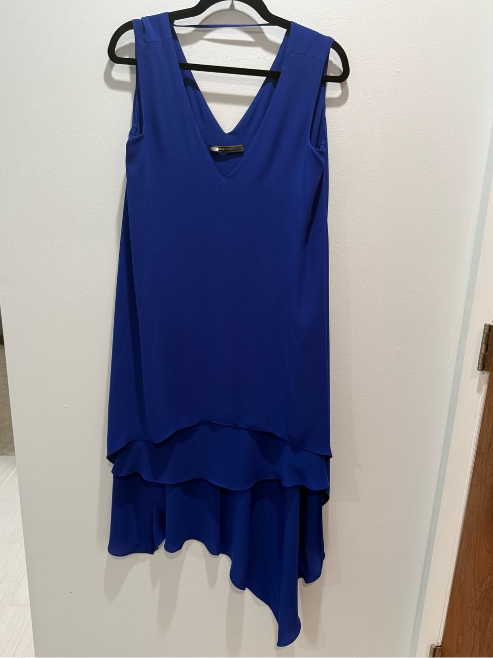 BCBGMaxAzria Cobalt Blue V-Neck High-Low Tiered Dress